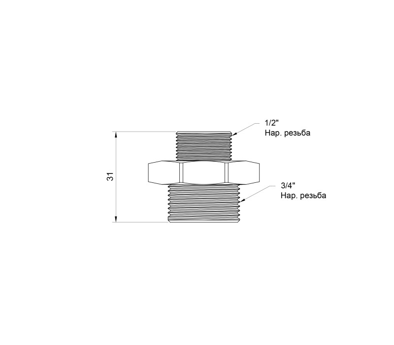 Ніпель Icma 1/2"х3/4" ЗР №1211 SD00030451