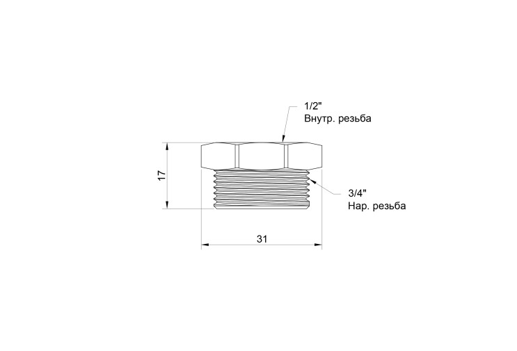 Футорка Icma 3/4"х1/2" НВ №1212 SD00030462 Футорка Icma 3/4"х1/2" НВ №1212 SD00030462