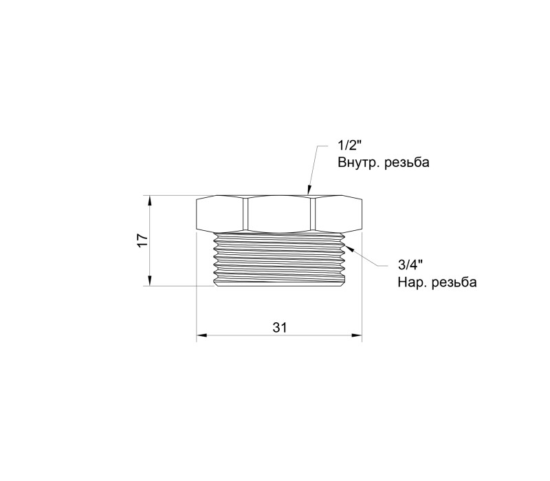 Футорка Icma 3/4" х1/2" ЗВ №1212 SD00030462 Футорка Icma 3/4" х1/2" ЗВ №1212 SD00030462
