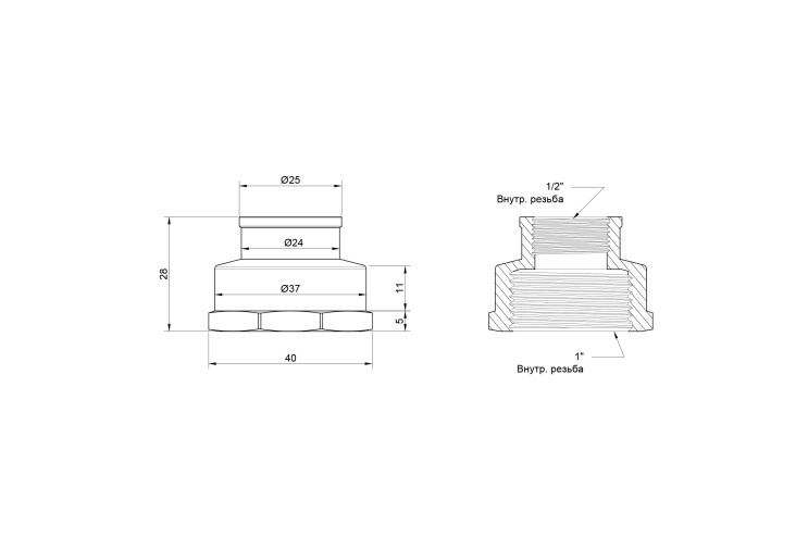 Муфта Icma 1/2"х1" ВР №1214 SD00030488 Муфта Icma 1/2"х1" ВР №1214 SD00030488