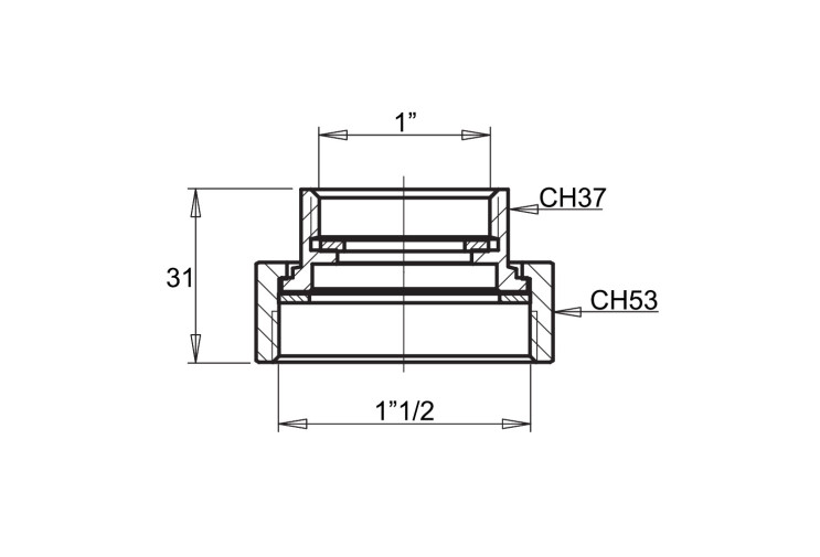 Переходник плоский Icma 1" 1/2х1" ВН №796 SD00030553