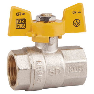 Кран шаровой SD Plus 1" ВР для газа (бабочка) SD602NG25PN40