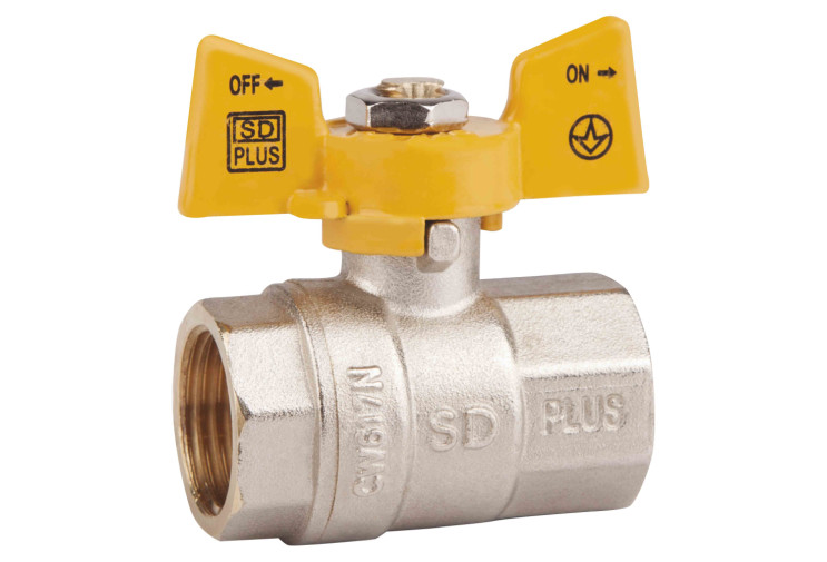 Кран шаровой SD Plus 1" ВР для газа (бабочка) SD602NG25PN40 SD00031224