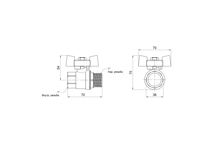 Кран шаровой SD Plus 1" ВН для газа (бабочка) SD607NG25PN40 SD00031225