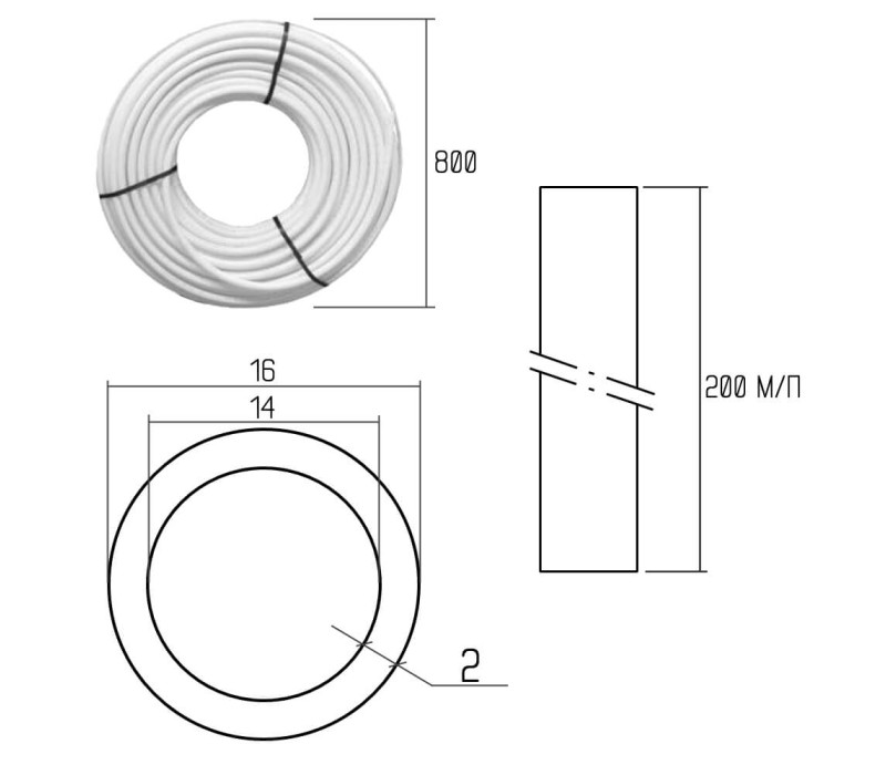 Труба PE-AL-PERT Icma 16х2 мм, 200 м №P199 SD00032015