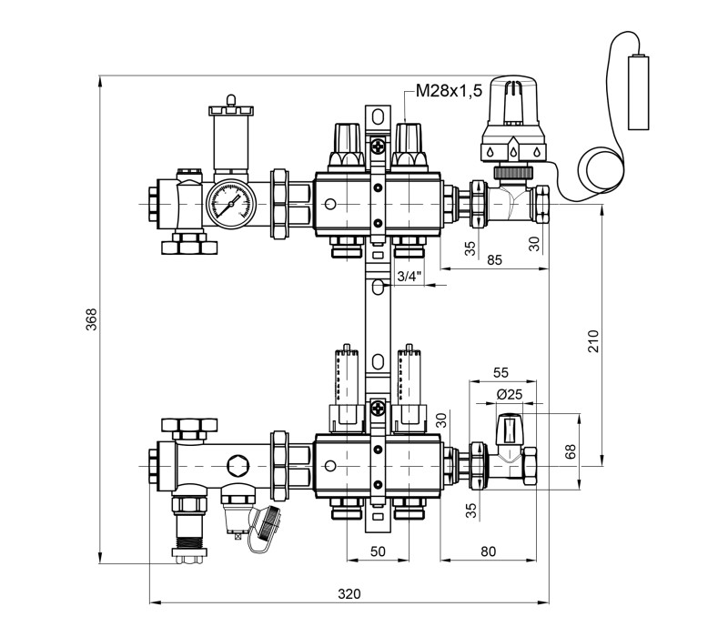 Колекторна група Icma 3/4" 2 виходи, з витратоміром №A3K013 SD00032794 Колекторна група Icma 3/4" 2 виходи, з витратоміром №A3K013 SD00032794