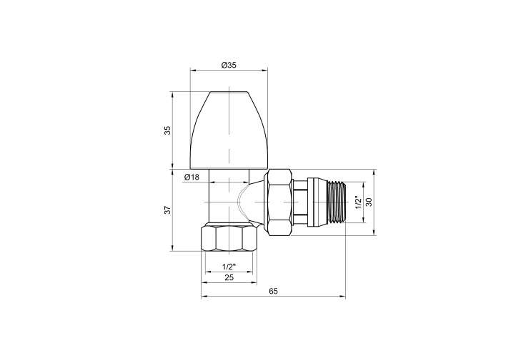 Кран радиаторный SD Plus 1/2" ВН с антипротечкой угловой SD228W15 SD00035550