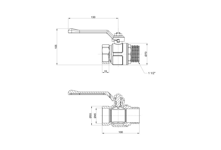 Кран шаровой Icma 1"1/2 прямой №352 SD00038120 Кран шаровой Icma 1"1/2 прямой №352 SD00038120