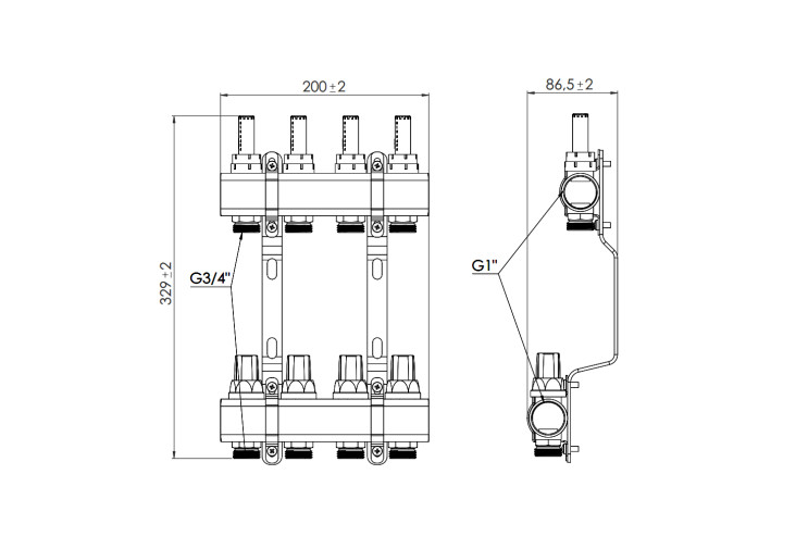 Колектор з витратомірами SD Forte 1" 4 виходи SF001W4 SD00039943