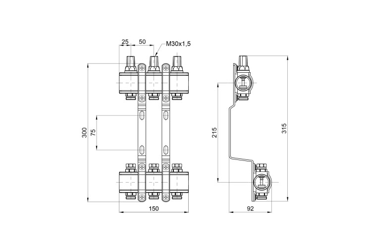 Коллектор SD Forte 1" 3 выхода SF002W3 SD00039964