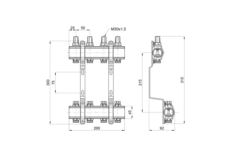 Коллектор SD Forte 1" 4 выхода SF002W4 SD00039965