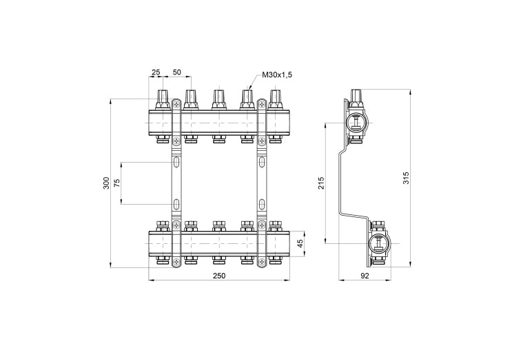 Коллектор SD Forte 1" 5 выходов SF002W5 SD00039966