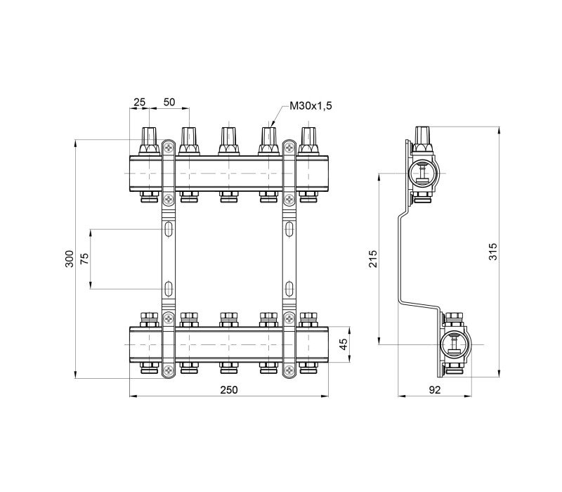 Колектор SD Forte 1" 5 виходів SF002W5 SD00039966 Колектор SD Forte 1" 5 виходів SF002W5 SD00039966