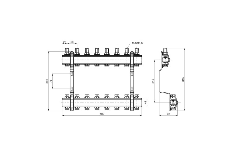 Колектор SD Forte 1" 8 виходів SF002W8 SD00039969