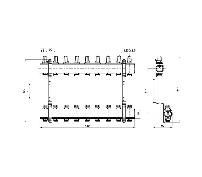 Колектор SD Forte 1" 9 виходів SF002W9 SD00039970 Колектор SD Forte 1" 9 виходів SF002W9 SD00039970