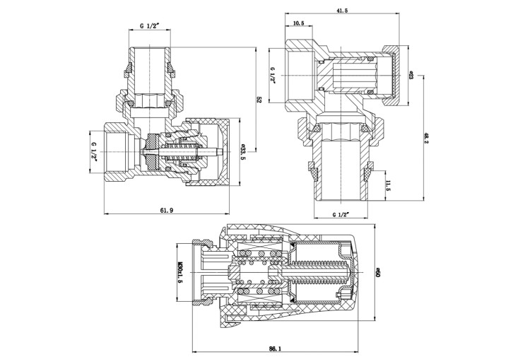 Комплект термостатический SD Forte 1/2" для радиатора угловой SF256W15 SD00041542