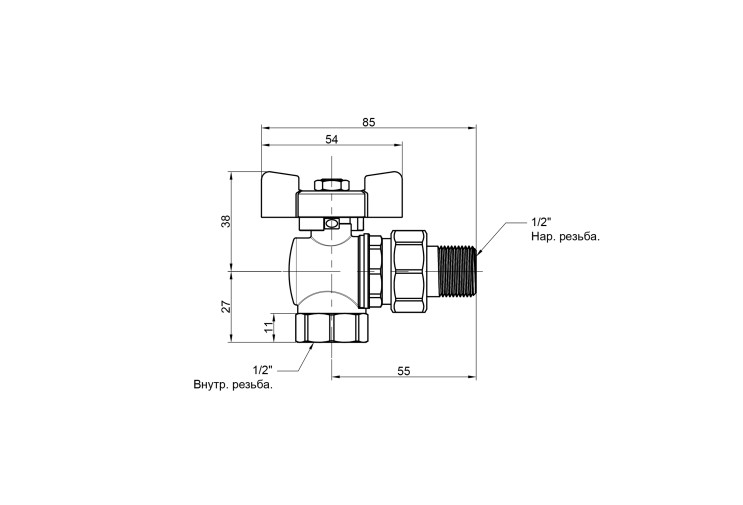 Кран шаровой Icma FAR. ROSSA 1/2" угловой №361 SD00042357