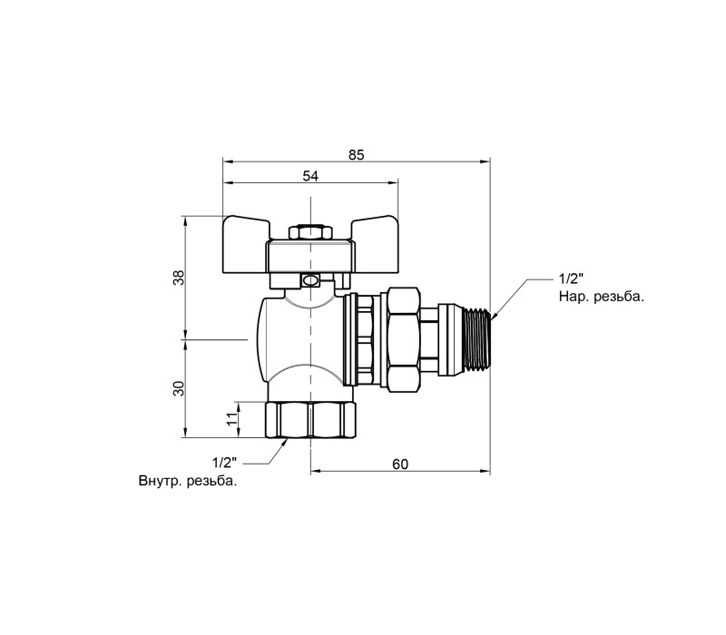 Кран шаровой Icma FAR. ROSSA 1/2" угловой №362 SD00042360 Кран шаровой Icma FAR. ROSSA 1/2" угловой №362 SD00042360