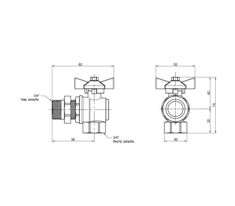 Кран кульовий "Американка" SD Plus кутовий 3/4" ВЗ SD222W20 SD00005698 Кран кульовий "Американка" SD Plus кутовий 3/4" ВЗ SD222W20 SD00005698