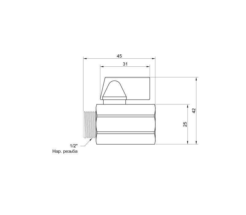 Кран кульовий SD Plus "Mini" 1/2" ВЗ SD188W15 SD00006182