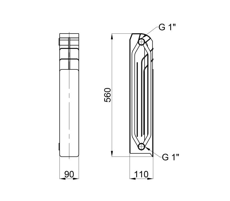 Радиатор биметаллический Thermo Alliance Bi-Vulcan Duo 500/110 2-х трубный 2,64 кг SD00045471
