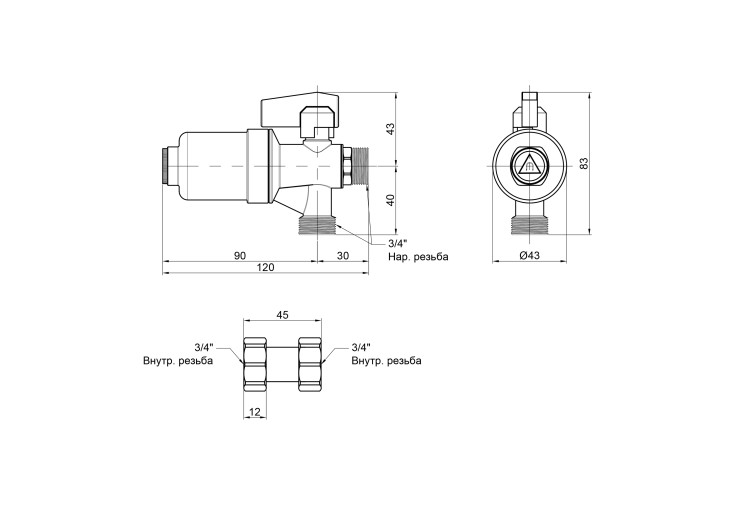 Фільтр-грязеуловлювач Icma 3/4" з магнітом, для котла №753 SD00047048 Фільтр-грязеуловлювач Icma 3/4" з магнітом, для котла №753 SD00047048