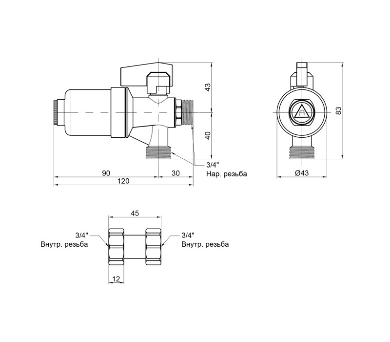 Фільтр-грязеуловлювач Icma 3/4" з магнітом, для котла №753 SD00047048 Фільтр-грязеуловлювач Icma 3/4" з магнітом, для котла №753 SD00047048