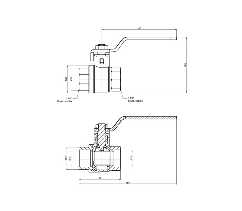 Кран шаровой SD Plus 1" 1/2 ВР для воды (рычаг) SD600W40 SD00002795 Кран шаровой SD Plus 1" 1/2 ВР для воды (рычаг) SD600W40 SD00002795