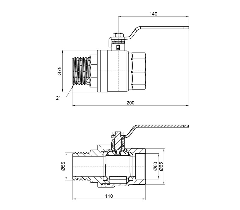Кран шаровой SD Plus 2" ВН для воды (рычаг) SD605W50 SD00002825 Кран шаровой SD Plus 2" ВН для воды (рычаг) SD605W50 SD00002825