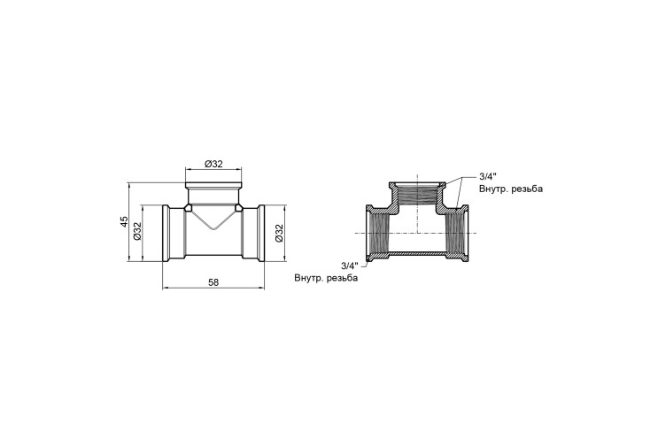 Трійник SD Plus 3/4" ВР SD41120 SD00047850 Трійник SD Plus 3/4" ВР SD41120 SD00047850