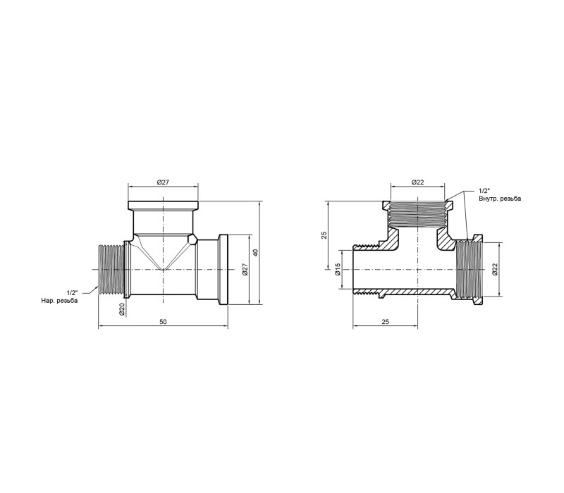 Тройник SD Plus 1/2" ВВН SD41315 SD00047855 Тройник SD Plus 1/2" ВВН SD41315 SD00047855