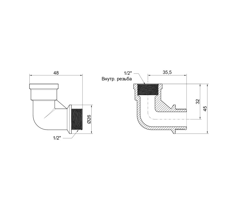 Уголок SD Plus 1/2" ВН SD42015 SD00047879