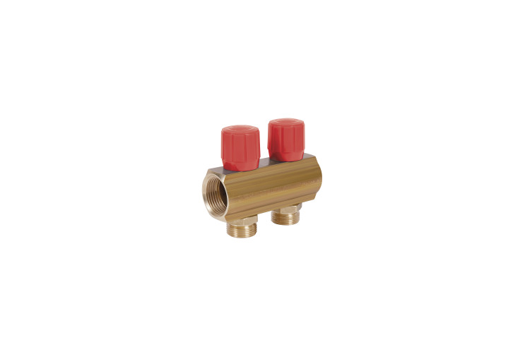 Коллектор Icma с регулировочными вентилями 1" 2 выхода №1105 (Red) SD00049594