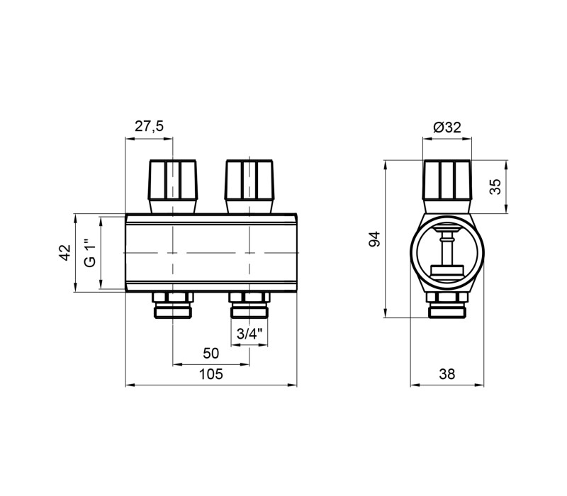 Колектор Icma з регулювальними вентилями 1" 2 виходи №1105 (Red) SD00049594 Колектор Icma з регулювальними вентилями 1" 2 виходи №1105 (Red) SD00049594
