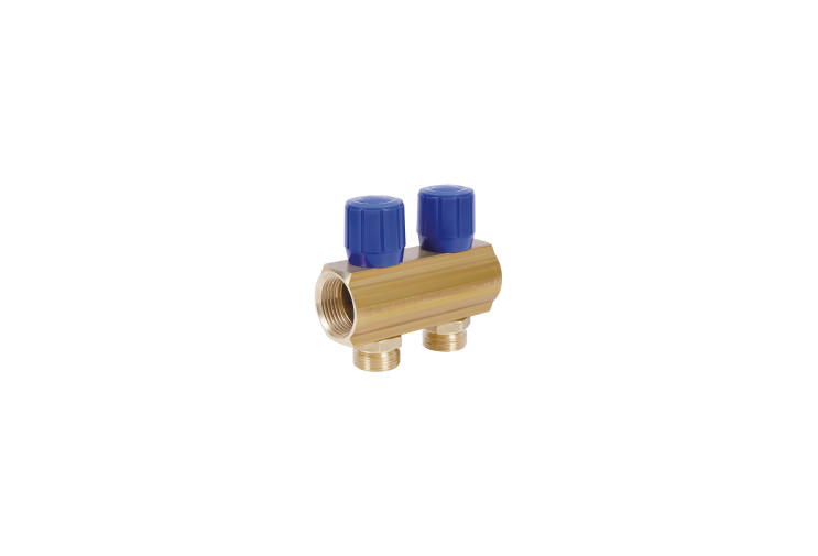 Коллектор Icma с регулировочными вентилями 1" 2 выхода №1105 (Blue) SD00049605