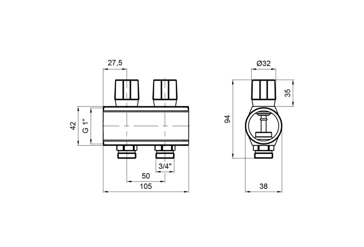 Коллектор Icma с регулировочными вентилями 1" 2 выхода №1105 (Blue) SD00049605 Коллектор Icma с регулировочными вентилями 1" 2 выхода №1105 (Blue) SD00049605