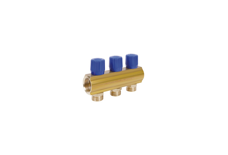 Коллектор Icma с регулировочными вентилями 1" 3 выхода №1105 (Blue) SD00049606