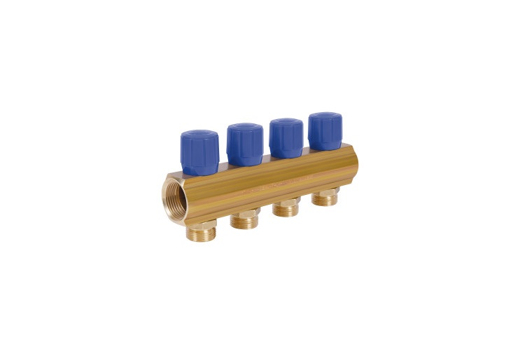 Коллектор Icma с регулировочными вентилями 1" 4 выхода №1105 (Blue) SD00049607