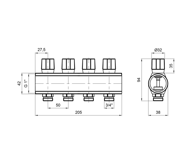 Колектор Icma з регулювальними вентилями 1" 4 виходи №1105 (Blue) SD00049607 Колектор Icma з регулювальними вентилями 1" 4 виходи №1105 (Blue) SD00049607