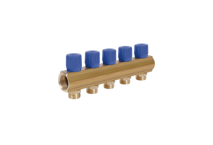 Колектор Icma з регулювальними вентилями 1" 5 виходів №1105 (Blue) SD00049608