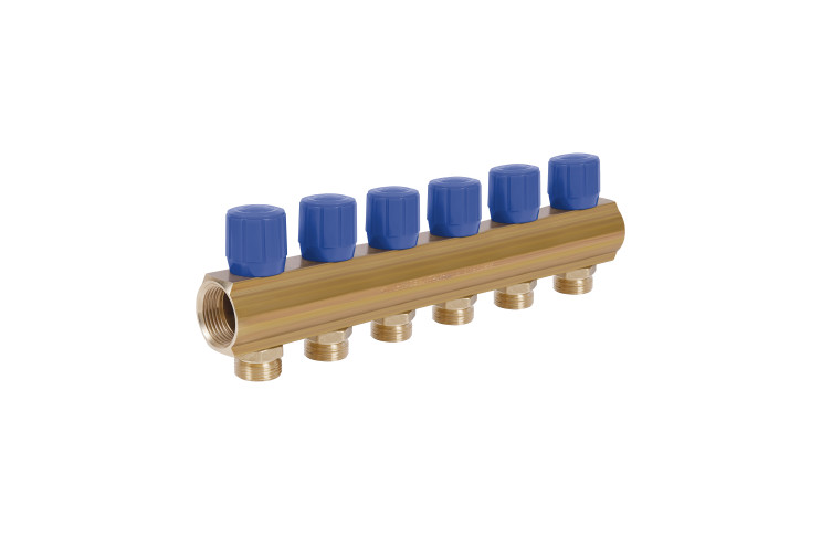Коллектор Icma с регулировочными вентилями 1" 6 выходов №1105 (Blue) SD00049609