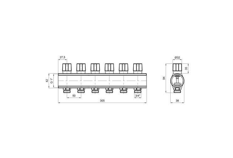 Коллектор Icma с регулировочными вентилями 1" 6 выходов №1105 (Blue) SD00049609 Коллектор Icma с регулировочными вентилями 1" 6 выходов №1105 (Blue) SD00049609