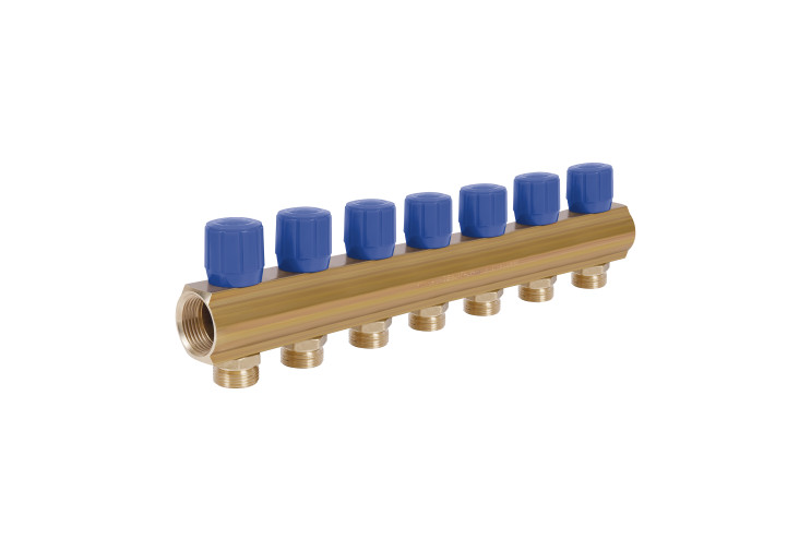 Колектор Icma з регулювальними вентилями 1" 7 виходів №1105 (Blue) SD00049610