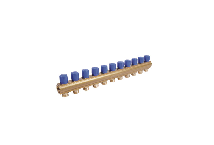Коллектор Icma с регулировочными вентилями 1" 11 выходов №1105 (Blue) SD00049614