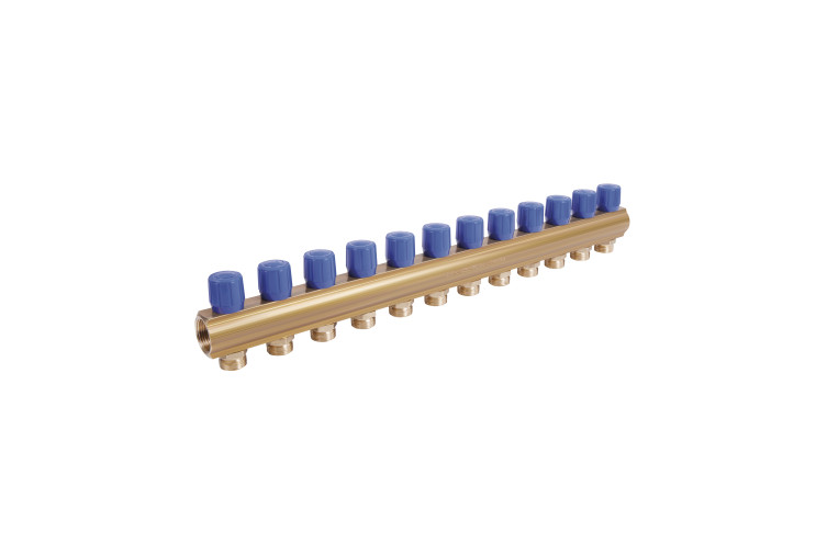 Коллектор Icma с регулировочными вентилями 1" 12 выходов №1105 (Blue) SD00049615