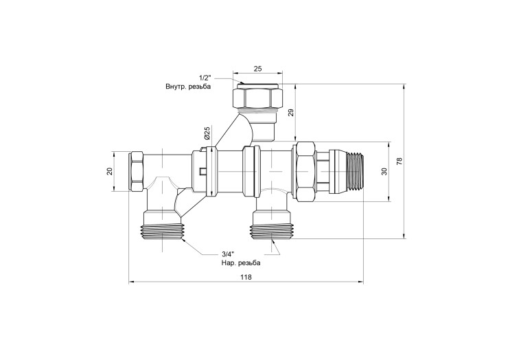 Кран радіаторний комбінований Icma 1/2" х3/4", нижнє підключення №877 SD00005616