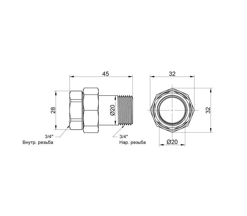 Згін "Американка" Icma 3/4" прямий №818 SD00008294 Згін "Американка" Icma 3/4" прямий №818 SD00008294