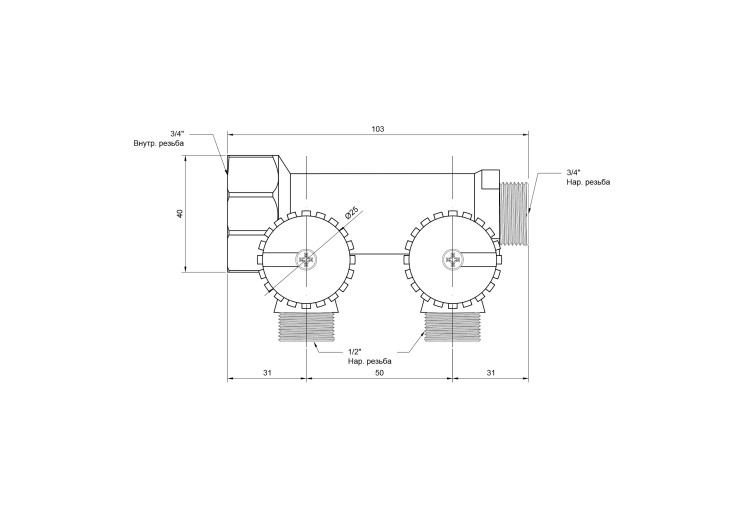 Коллектор Icma 3/4" 2 выхода №227 SD00005193