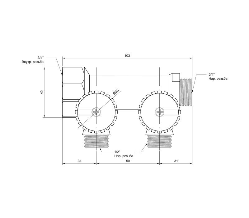 Коллектор Icma 3/4" 2 выхода №227 SD00005193 Коллектор Icma 3/4" 2 выхода №227 SD00005193