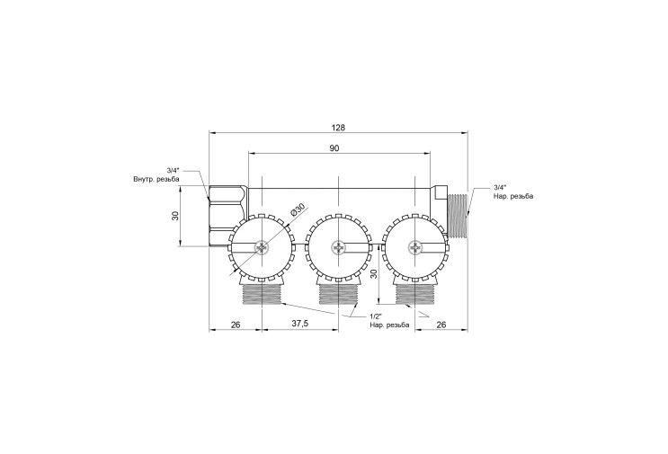 Коллектор Icma 3/4" 3 выхода №227 SD00005194